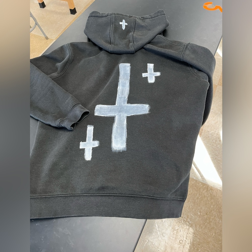 Acrylix inverted cross hoodie design
